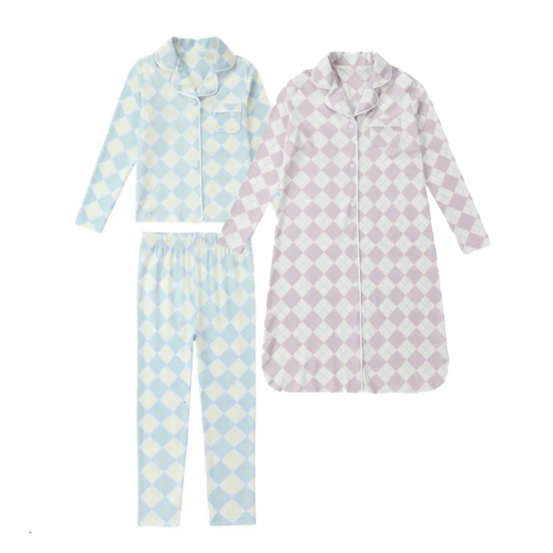 Spring/Summer Argyle Plaid Dress & Footie Pajama Set