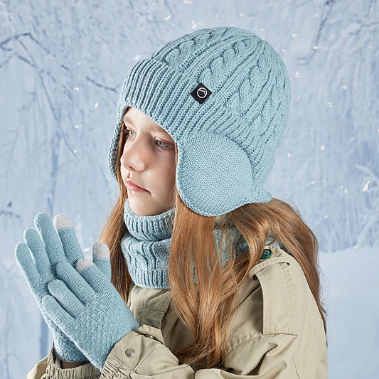 Kids Winter Hat Scarf and Gloves Set